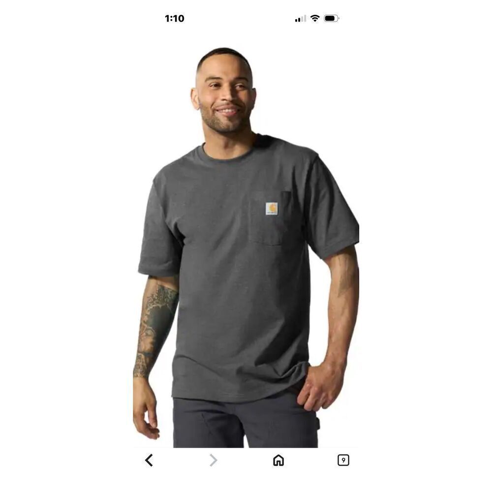 Carhartt Men’s 2XL Black Loose Fit Pocket Tee Shirt T-shirt Logo Pocket